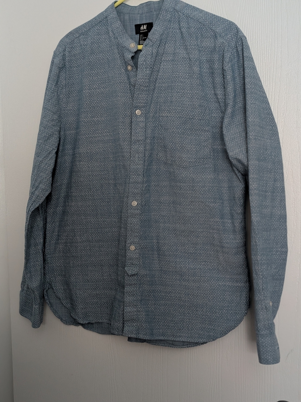 H&M Men's Light Blue Mandarin Collar Shirt